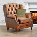 Apollo Vintage Leather Wingback Armchair-Dovetailed & Doublestitched