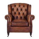 Apollo Vintage Leather Wingback Armchair-Dovetailed & Doublestitched