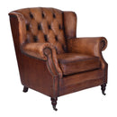 Apollo Vintage Leather Wingback Armchair-Dovetailed & Doublestitched