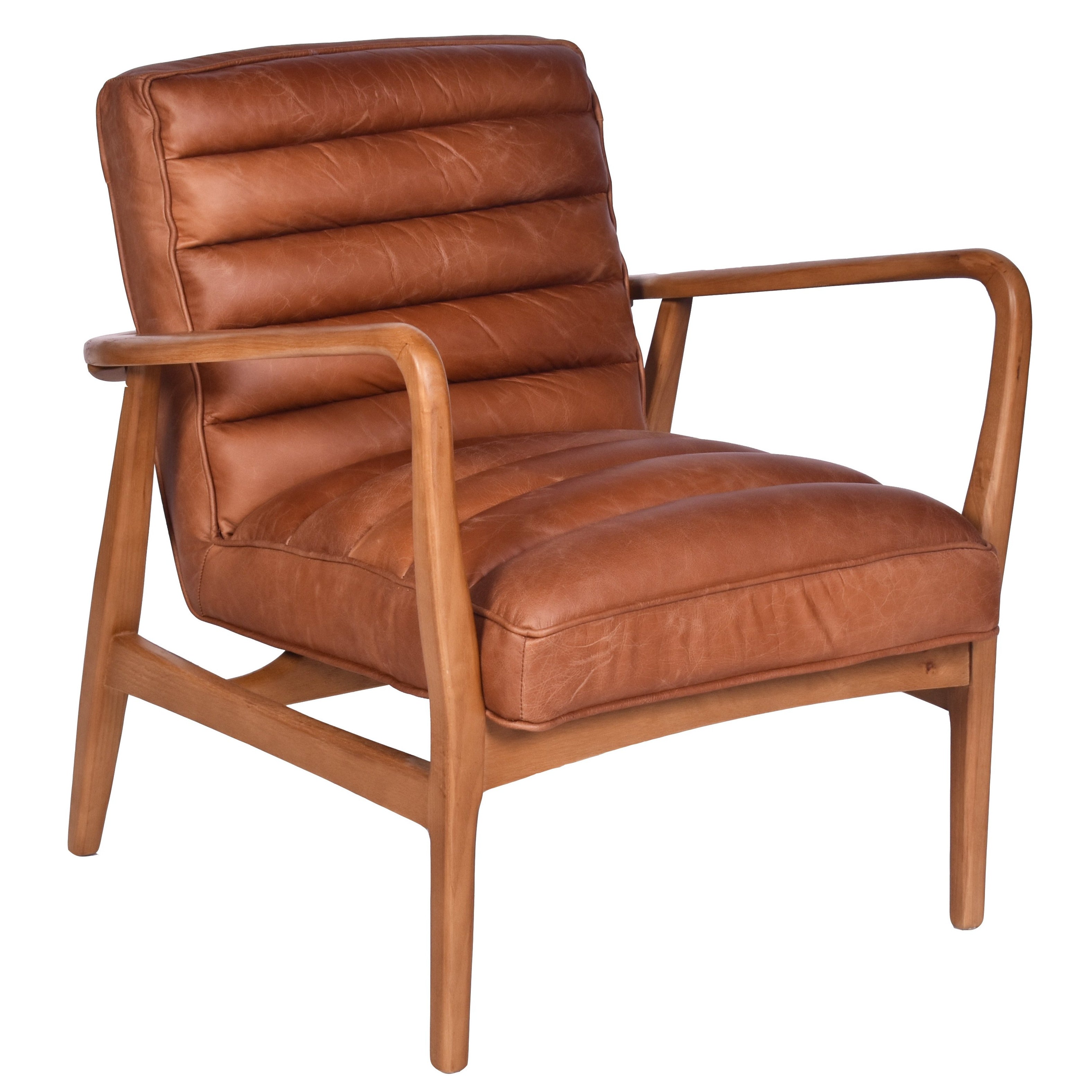 Borsen Toffee Leather Chair - Luxury Mid Century Furniture