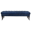 Chesterfield Blue Leather Bench-Dovetailed & Doublestitched