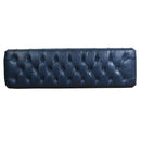 Chesterfield Blue Leather Bench-Dovetailed & Doublestitched