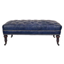 Chesterfield Blue Leather Coffee Table-Dovetailed & Doublestitched