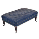 Chesterfield Blue Leather Coffee Table-Dovetailed & Doublestitched