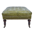 Chesterfield British Green Leather Coffee Table-Dovetailed & Doublestitched