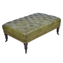 Chesterfield British Green Leather Coffee Table-Dovetailed & Doublestitched