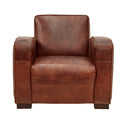 Kingly Club Vintage Leather Art Deco Armchair-Dovetailed & Doublestitched