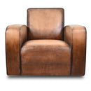 Stapleton Art Deco Leather Swivel Chair-Dovetailed & Doublestitched