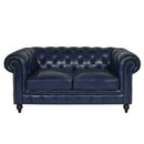 Windsor 2 Seater Blue Leather Chesterfield Sofa-Dovetailed & Doublestitched
