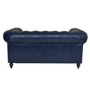 Windsor 2 Seater Blue Leather Chesterfield Sofa-Dovetailed & Doublestitched