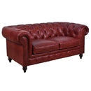 Windsor 2 Seater Oxblood Red Leather Chesterfield Sofa-Dovetailed & Doublestitched