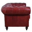 Windsor 2 Seater Oxblood Red Leather Chesterfield Sofa-Dovetailed & Doublestitched