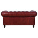 Windsor 2 Seater Oxblood Red Leather Chesterfield Sofa-Dovetailed & Doublestitched