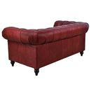 Windsor 2 Seater Oxblood Red Leather Chesterfield Sofa-Dovetailed & Doublestitched