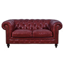 Windsor 2 Seater Oxblood Red Leather Chesterfield Sofa-Dovetailed & Doublestitched