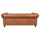 Windsor 3 Seater Colombia Brown Leather Chesterfield Sofa-Dovetailed & Doublestitched