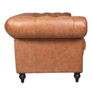 Windsor 3 Seater Colombia Brown Leather Chesterfield Sofa-Dovetailed & Doublestitched