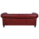 Windsor 3 Seater Oxblood Red Leather Chesterfield Sofa-Dovetailed & Doublestitched