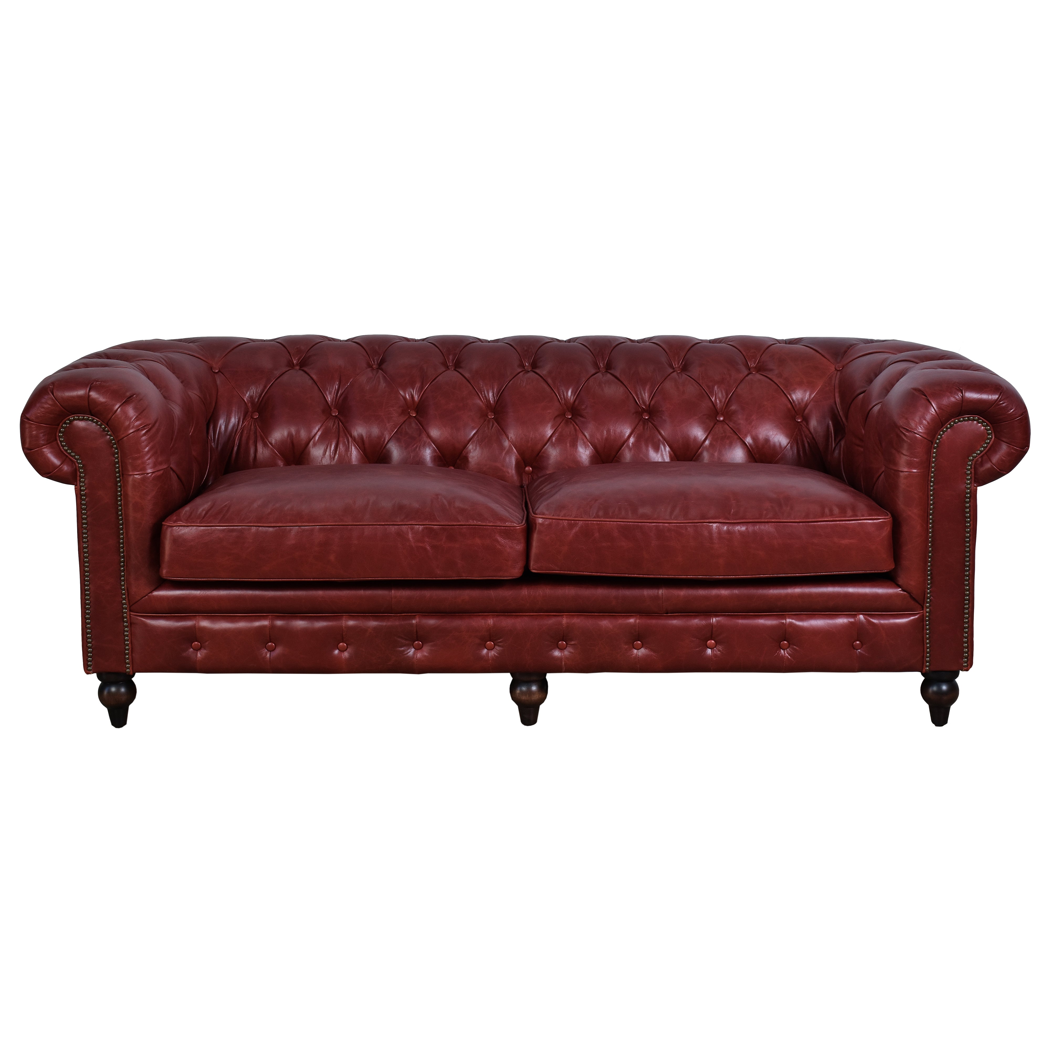 Windsor Seater Oxblood Red Leather Chesterfield Sofa
