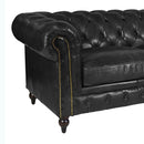 Windsor 4 Seater Black Leather Chesterfield Sofa-Dovetailed & Doublestitched