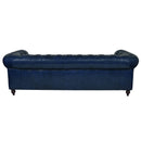 Windsor 4 Seater Blue Leather Chesterfield Sofa-Dovetailed & Doublestitched