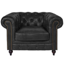 Windsor Black Leather Chesterfield Armchair-Dovetailed & Doublestitched