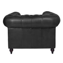 Windsor Black Leather Chesterfield Armchair-Dovetailed & Doublestitched