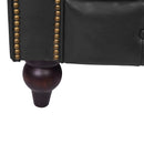 Windsor Black Leather Chesterfield Armchair-Dovetailed & Doublestitched