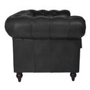 Windsor Black Leather Chesterfield Armchair-Dovetailed & Doublestitched