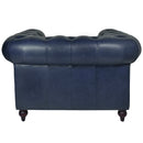 Windsor Blue Leather Chesterfield Armchair-Dovetailed & Doublestitched