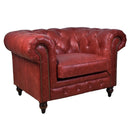Windsor Oxblood Red Leather Chesterfield Armchair-Dovetailed & Doublestitched