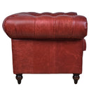 Windsor Oxblood Red Leather Chesterfield Armchair-Dovetailed & Doublestitched