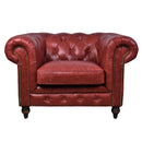 Windsor Oxblood Red Leather Chesterfield Armchair-Dovetailed & Doublestitched