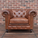 Windsor Vintage Leather Chesterfield Armchair-Dovetailed & Doublestitched