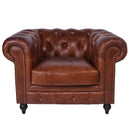 Windsor Vintage Leather Chesterfield Armchair-Dovetailed & Doublestitched