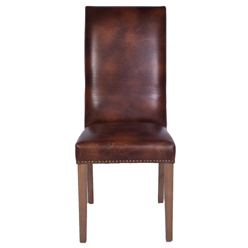 Alfred High Back Leather Dining Chair Briarsmoke-Dovetailed &amp; Doublestitched
