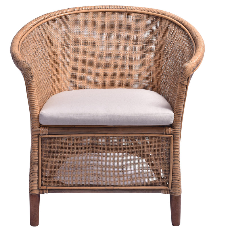 Avoca Rattan Armchair in Honey Brown-Dovetailed &amp; Doublestitched