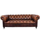 Barrington Antique Leather Chesterfield Sofa - 3 Seater-Dovetailed & Doublestitched