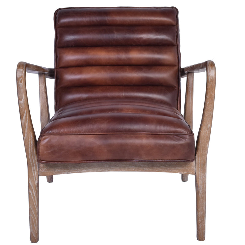Borsen Brown Leather Mid Century Armchair-Dovetailed &amp; Doublestitched