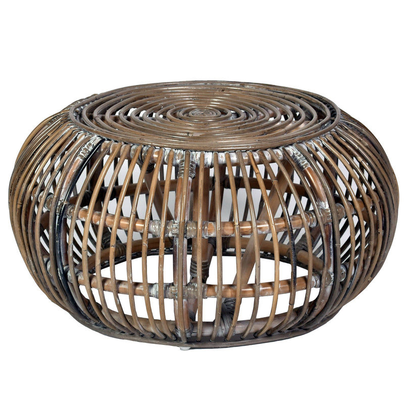 Cromer Round Rattan Ottoman-Dovetailed &amp; Doublestitched