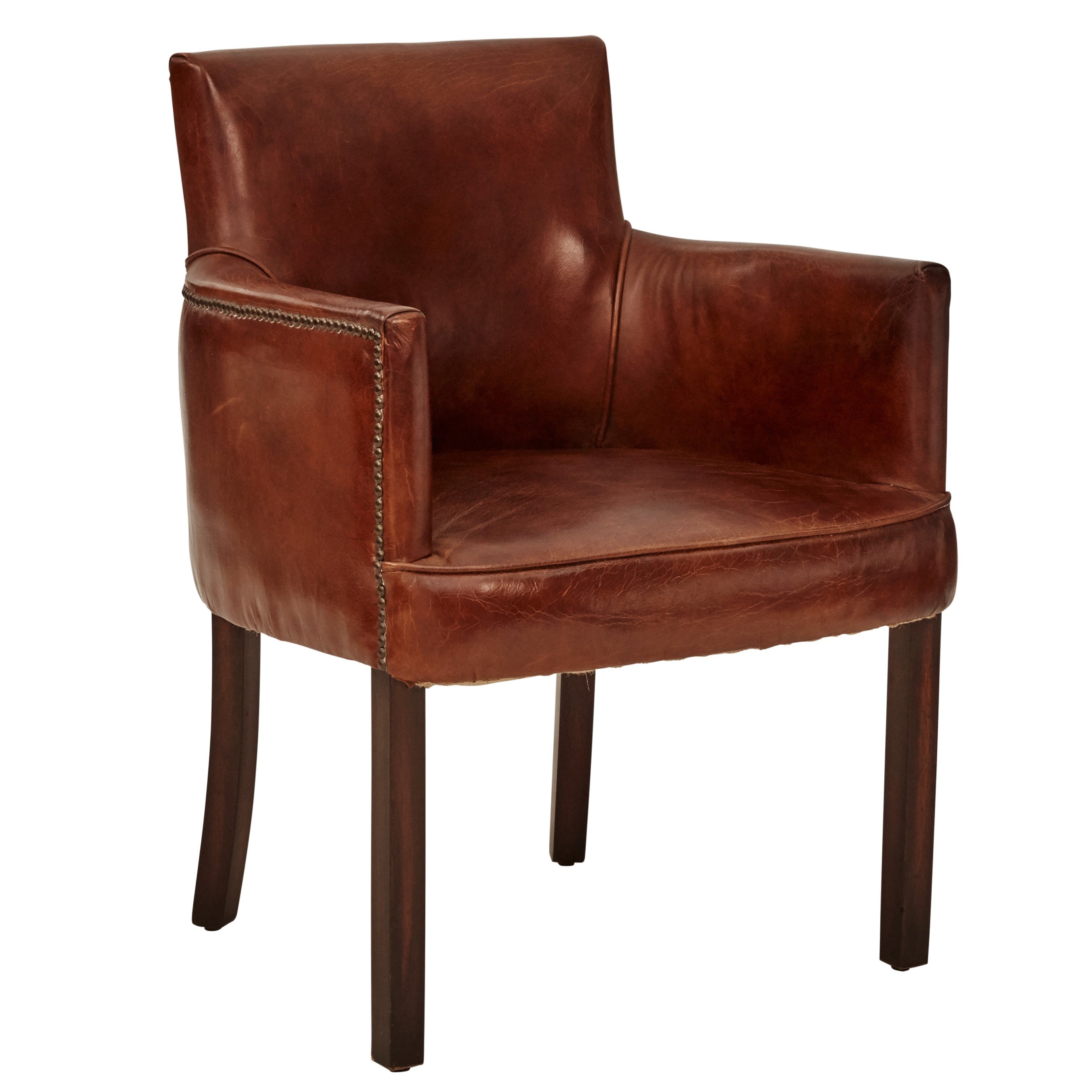 Elgin Vintage Leather Carver Chair Dovetailed Doublestitched