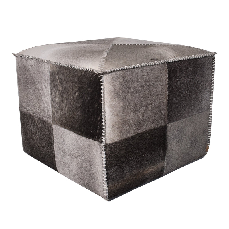 Jaipur Natural Cowhide Stool-Dovetailed &amp; Doublestitched