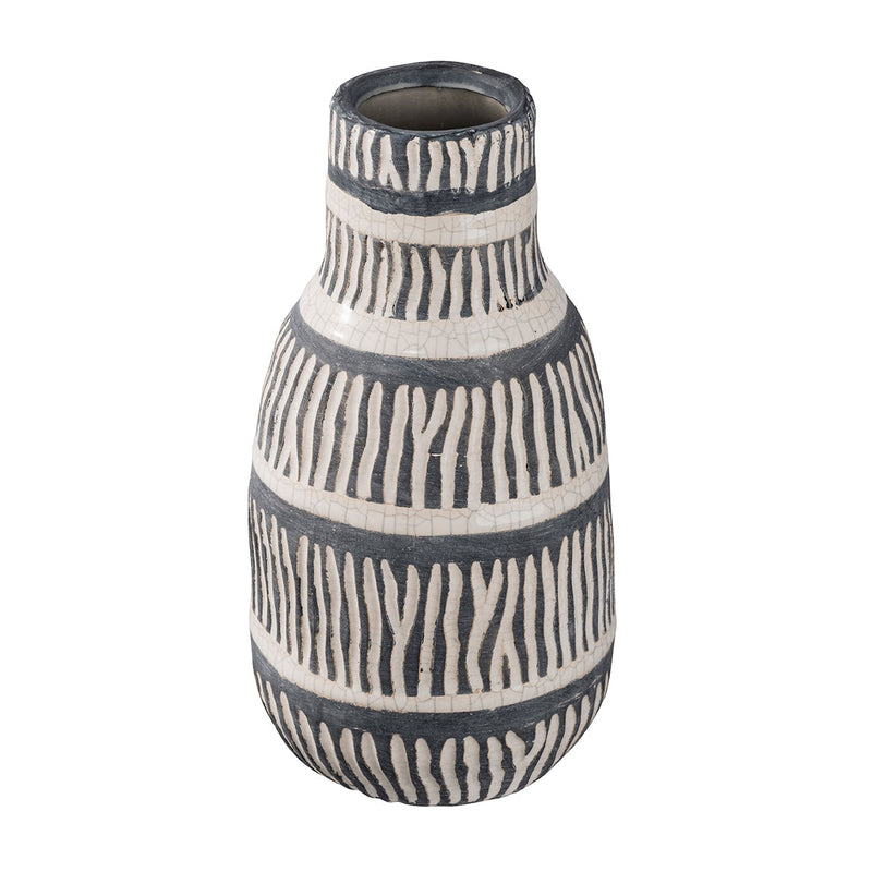 Tan and Black Ceramic Vase Tall-Dovetailed &amp; Doublestitched