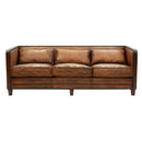 Vienna Antique Leather Art Deco Sofa - 3 Seater-Dovetailed & Doublestitched