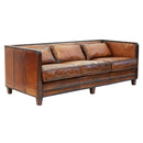 Vienna Antique Leather Art Deco Sofa - 3 Seater-Dovetailed & Doublestitched