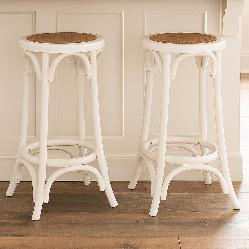 Jessie Farmhouse Timber Barstool White