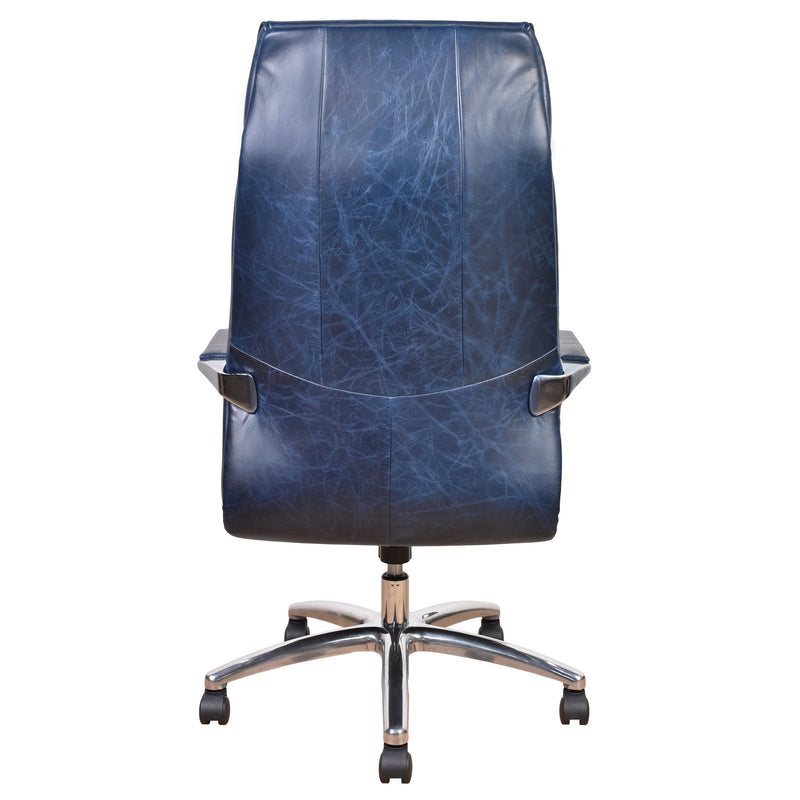 Lincoln Blue Leather Desk Chair