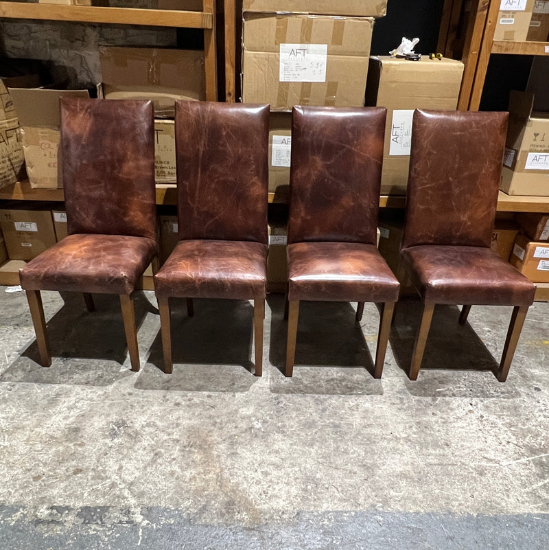 Alfred Leather Dining Chair in Maron Set of 4