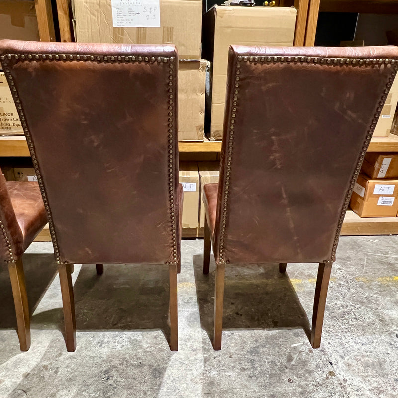 Alfred Leather Dining Chair in Maron Set of 4
