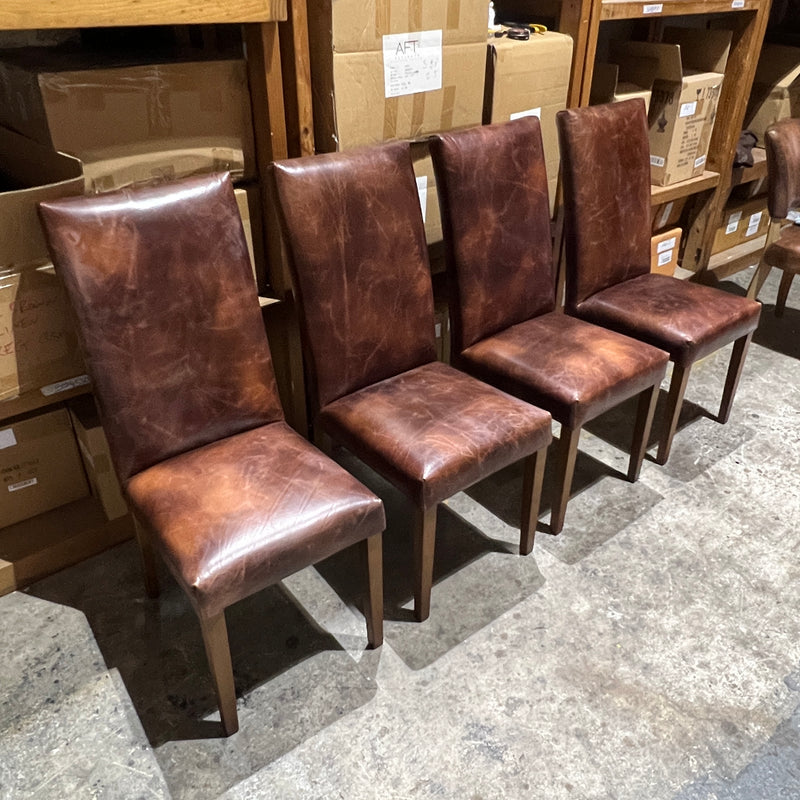 Alfred Leather Dining Chair in Maron Set of 4